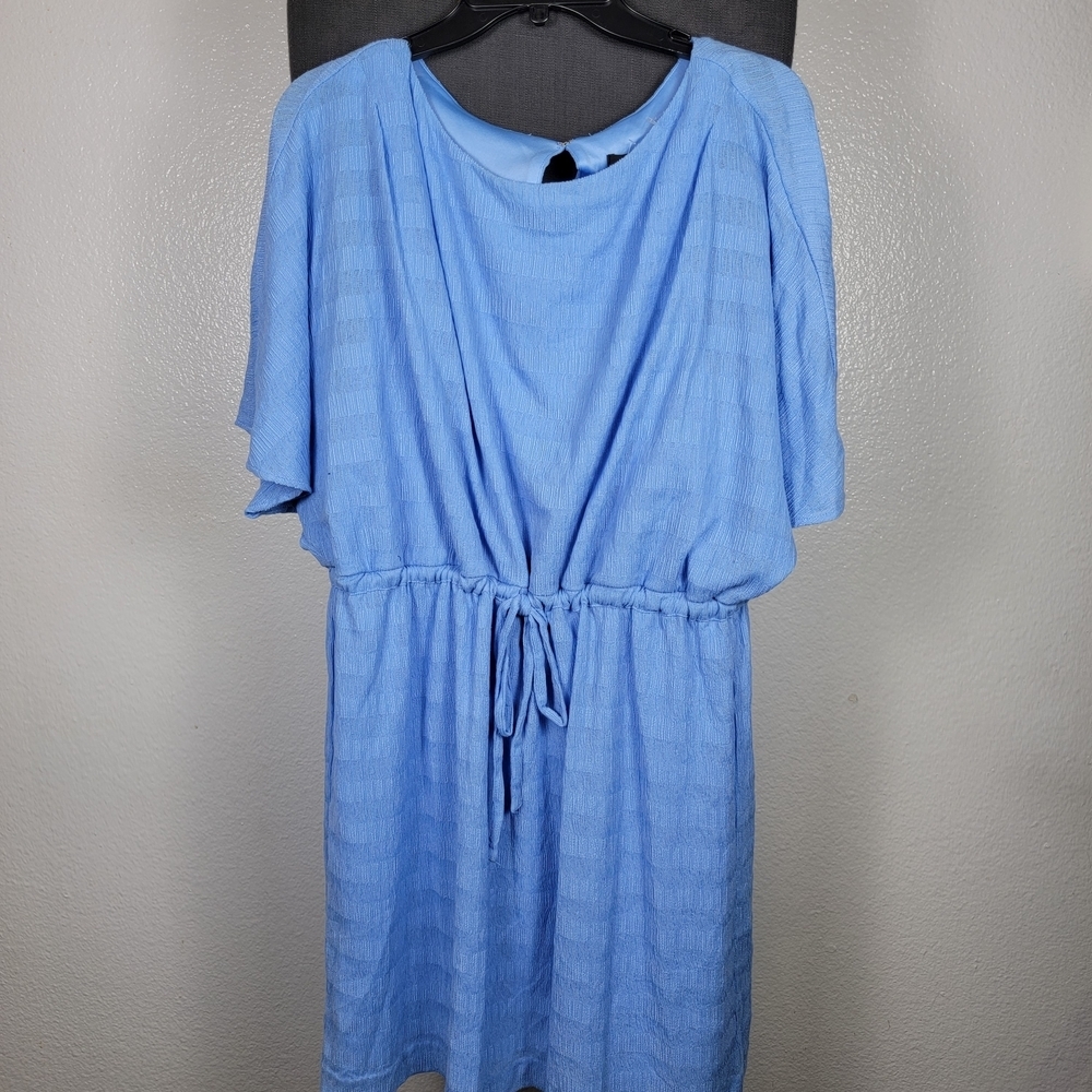 DKNY Light Blue Textured Elastic Waist Dress Women's Size 16